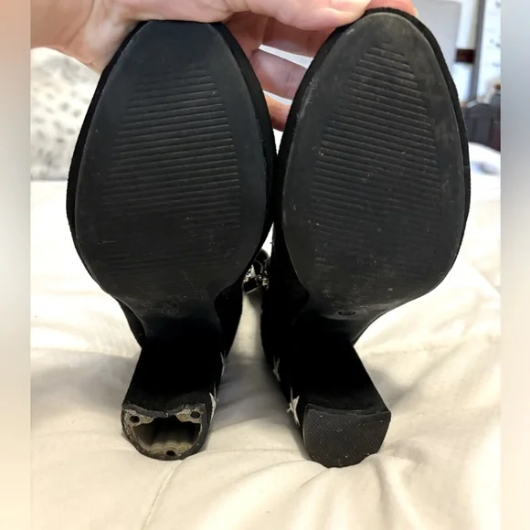 Worn Charlotte Russe Size 8 Black Ankle Boots w/star detail - Picture 5 of 6
